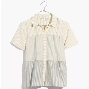 Striped tiered button down shirt